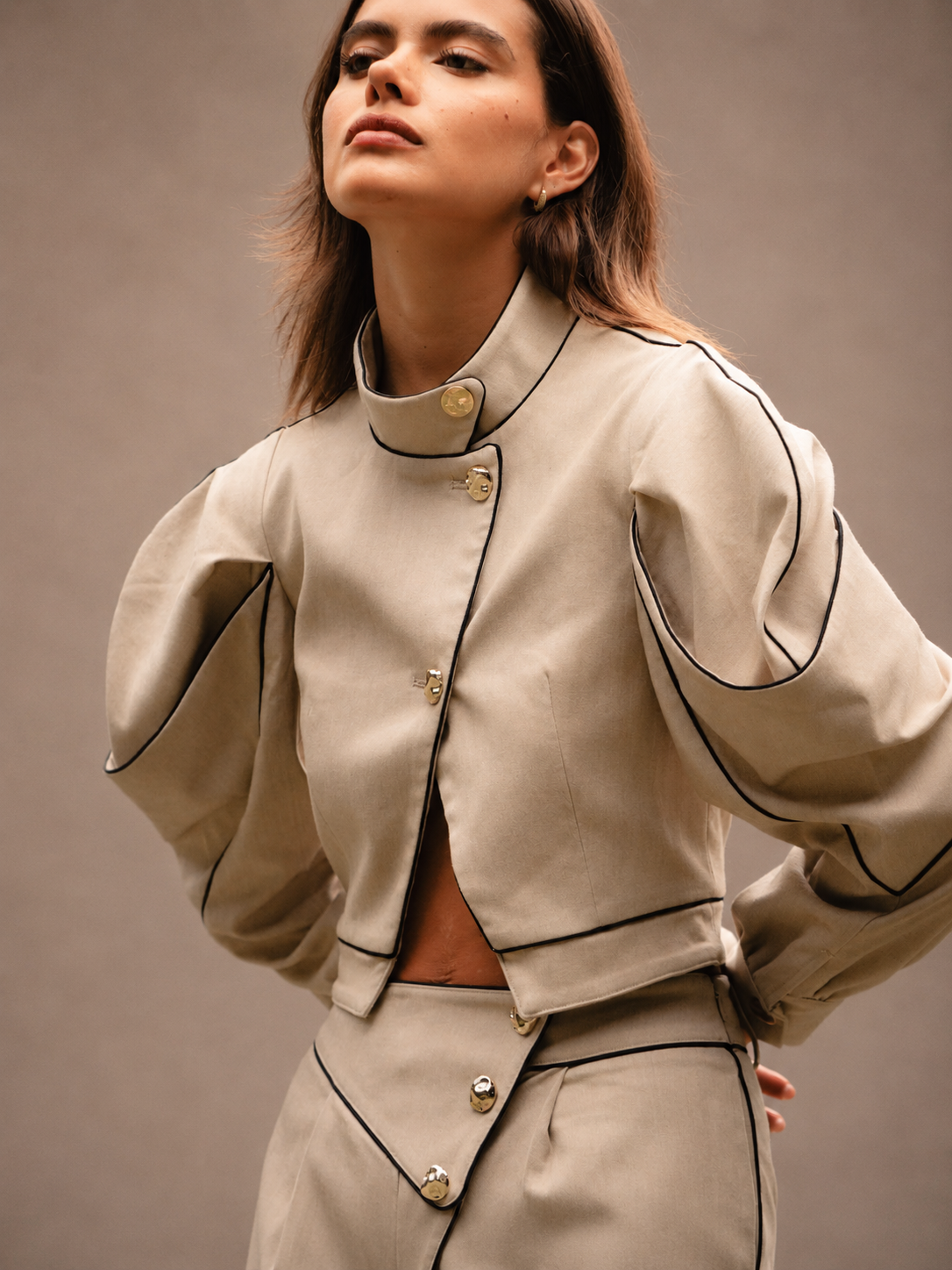 RŪH 02 Sculpted Jacket tailored silhouette with sculpted collar and contoured panels